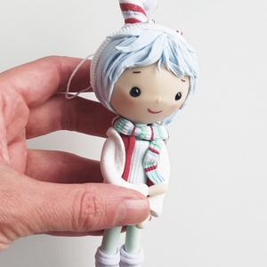 Kisfiú dísz (felakasztható): kék hajú - karácsony - karácsonyi lakásdekoráció - karácsonyfadíszek - Meska.hu