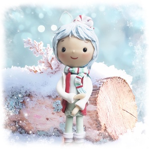 Kisfiú dísz (felakasztható): kék hajú, Karácsony, Karácsonyi lakásdekoráció, Karácsonyfadíszek, , MESKA