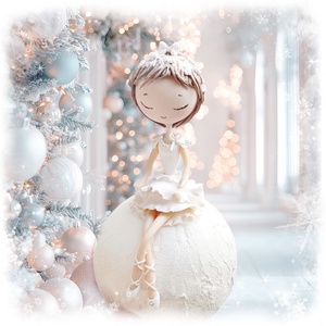 Balerina hógolyón, Karácsony, Karácsonyi lakásdekoráció, Karácsonyfadíszek, Baba-és bábkészítés, Gyurma, MESKA