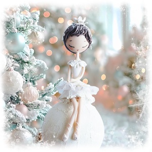 Balerina hógolyón, Karácsony, Karácsonyi lakásdekoráció, Karácsonyfadíszek, Baba-és bábkészítés, Gyurma, MESKA