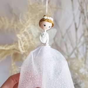 Angyal tüll szoknyával (csillámos, felakasztható) - otthon & életmód - dekoráció - fali és függő dekoráció - függődísz - Meska.hu