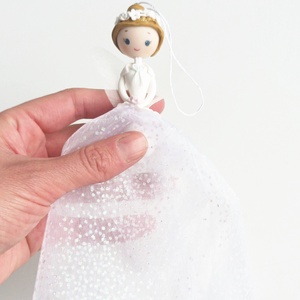 Angyal tüll szoknyával (csillámos, felakasztható) - otthon & életmód - dekoráció - fali és függő dekoráció - függődísz - Meska.hu