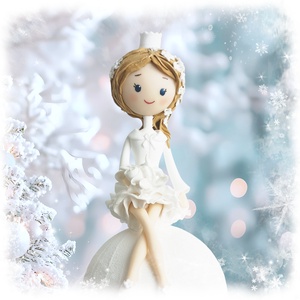 Jéghercegnő hógolyón, Karácsony, Karácsonyi lakásdekoráció, Karácsonyfadíszek, Baba-és bábkészítés, Gyurma, MESKA