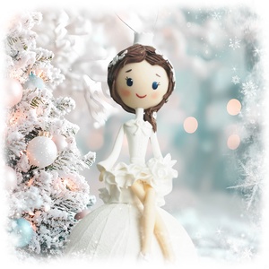 Jéghercegnő hógolyón, Karácsony, Karácsonyi lakásdekoráció, Karácsonyfadíszek, Baba-és bábkészítés, Gyurma, MESKA