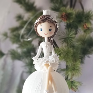 Jéghercegnő hógolyón, Karácsony, Karácsonyi lakásdekoráció, Karácsonyfadíszek, Baba-és bábkészítés, Gyurma, MESKA