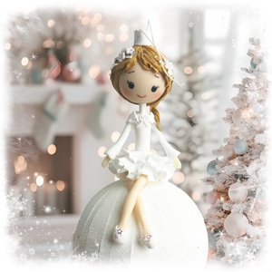 Hercegnő hógolyón, Karácsony, Karácsonyi lakásdekoráció, Karácsonyfadíszek, Baba-és bábkészítés, Gyurma, MESKA