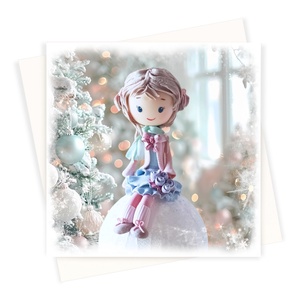 Kislányos karácsonyi képeslap borítékkal - otthon & életmód - papír, írószer - ajándékozás kellékei - képeslap, üdvözlőlap - Meska.hu