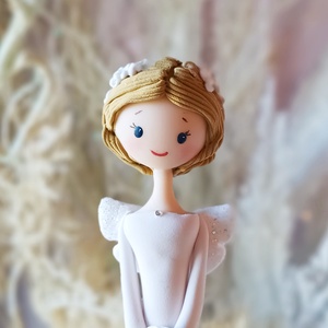 Angyal virág fejdísszel, Otthon & Életmód, Dekoráció, Dísztárgy, Baba-és bábkészítés, Gyurma, MESKA