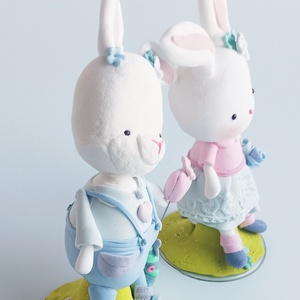 Nyuszi pár - ünnepi díszek, dekorációk - húsvéti díszek és dekorációk - húsvéti asztaldíszek - Meska.hu