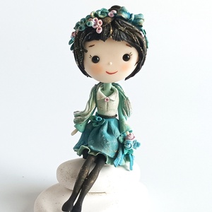 Kislány kavicson, Otthon & Életmód, Dekoráció, Dísztárgy, Gyurma, MESKA