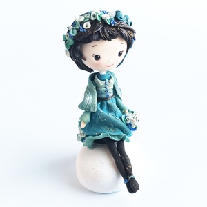 Kislány kavicson, Otthon & Életmód, Dekoráció, Dísztárgy, Gyurma, MESKA