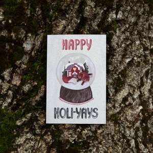 Karácsonyi képeslap - Hógömb rókával, kedves angol szöveggel a hátulján, Karácsony, Karácsonyi ajándékozás, Karácsonyi képeslap, üdvözlőlap, ajándékkísérő, Fotó, grafika, rajz, illusztráció, MESKA