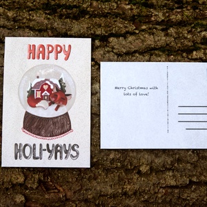 Karácsonyi képeslap - Hógömb rókával, kedves angol szöveggel a hátulján - karácsony - karácsonyi ajándékozás - karácsonyi képeslap, üdvözlőlap, ajándékkísérő - Meska.hu