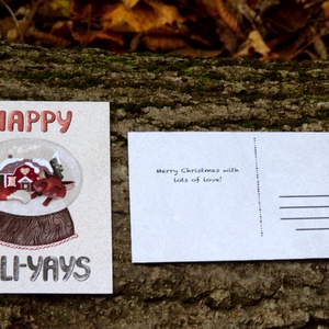 Karácsonyi képeslap - Hógömb rókával, kedves angol szöveggel a hátulján - karácsony - karácsonyi ajándékozás - karácsonyi képeslap, üdvözlőlap, ajándékkísérő - Meska.hu