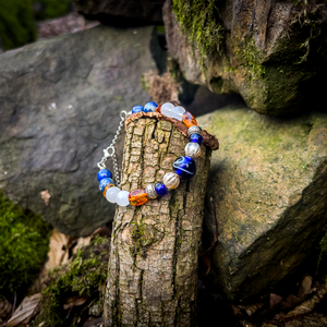 DÍSAVEGUR - Replika viking üveggyöngy karkötő ásványokkal (történelmi ihletésű), Ékszer, Karkötő, Gyöngyös karkötő, Gyöngyfűzés, gyöngyhímzés, Ékszerkészítés, MESKA