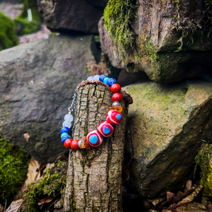 DALARFLAMMA - Replika viking üveggyöngy karkötő ásványokkal (történelmi ihletésű) - ékszer - karkötő - gyöngyös karkötő - Meska.hu