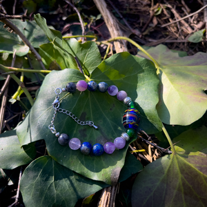 NORRSKEN - Replika viking üveggyöngy karkötő ásványokkal (történelmi ihletésű) - ékszer - karkötő - gyöngyös karkötő - Meska.hu