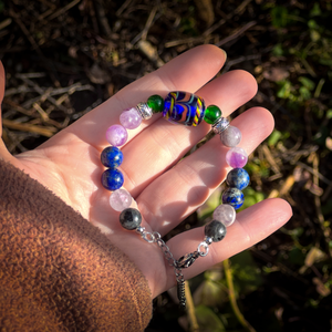 NORRSKEN - Replika viking üveggyöngy karkötő ásványokkal (történelmi ihletésű) - ékszer - karkötő - gyöngyös karkötő - Meska.hu