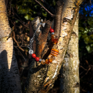 LEKSANDSGLÖD - Replika viking üveggyöngy karkötő ásványokkal (történelmi ihletésű) - Meska.hu