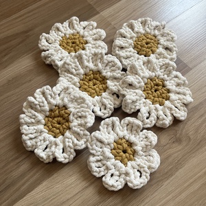 Margarétás poháralátét , Otthon & Életmód, Konyhafelszerelés, tálalás, Tálalás, Tányér- és poháralátét, Horgolás, MESKA