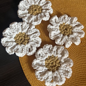 Margarétás poháralátét  - otthon & életmód - konyhafelszerelés, tálalás - tálalás - tányér- és poháralátét - Meska.hu