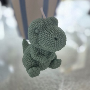 T-rex dínó szójagyertya � Kötöttmintás cuki dekoráció - Meska.hu