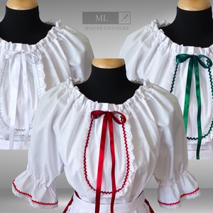 Női buggyos ujjú díszített, népi húzott blúz néptánchoz is - ruha & divat - női ruha - blúz - Meska.hu