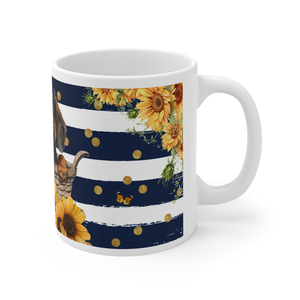 Tacskós kerámia bögre napraforgó mintával 300 ml - otthon & életmód - konyhafelszerelés, tálalás - tálalás - bögre & csésze - Meska.hu