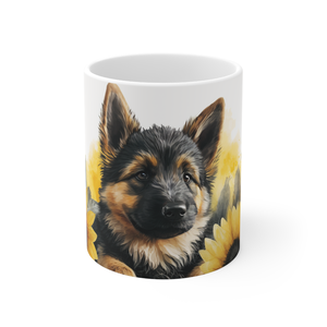 Német juhász kerámia bögre napraforgó mintával 300 ml, Otthon & Életmód, Konyhafelszerelés, tálalás, Tálalás, Bögre & Csésze, Kerámia, MESKA