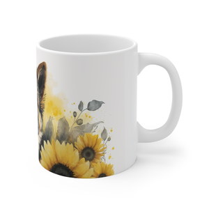 Német juhász kerámia bögre napraforgó mintával 300 ml - otthon & életmód - konyhafelszerelés, tálalás - tálalás - bögre & csésze - Meska.hu