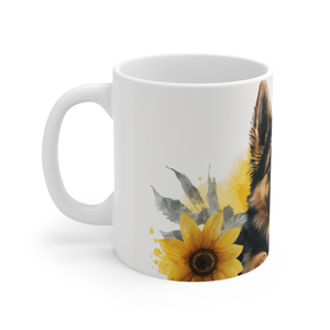 Német juhász kerámia bögre napraforgó mintával 300 ml - otthon & életmód - konyhafelszerelés, tálalás - tálalás - bögre & csésze - Meska.hu