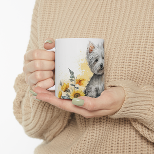 Westie kerámia bögre napraforgó mintával 300 ml - otthon & életmód - konyhafelszerelés, tálalás - tálalás - bögre & csésze - Meska.hu