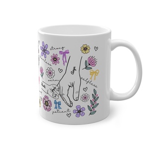 Virágos Anya-gyerek kéz bögre ajándék Anyák napjára Anyának vagy Nagymamának, Otthon & Életmód, Konyhafelszerelés, tálalás, Tálalás, Bögre & Csésze, , MESKA