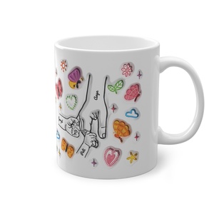 Virágos Anya-gyerek kéz bögre ajándék Anyák napjára Anyának vagy Nagymamának, Otthon & Életmód, Konyhafelszerelés, tálalás, Tálalás, Bögre & Csésze, , MESKA