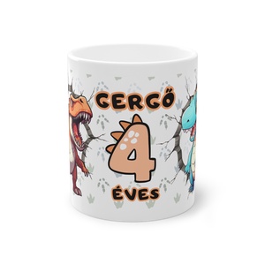 Névreszóló dinoszauruszos bögre születésnapra, Játék & Sport, Plüssállat & Játékfigura, Plüss dínók, Kerámia, MESKA