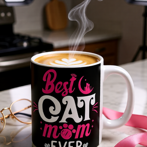 Best Cat Mom ever macskás bögre  - otthon & életmód - konyhafelszerelés, tálalás - tálalás - bögre & csésze - Meska.hu