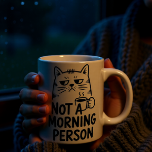 Not a morning person vicces macskás bögre  - otthon & életmód - konyhafelszerelés, tálalás - tálalás - bögre & csésze - Meska.hu