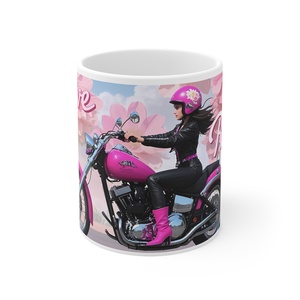 Pink motoros csajos bögre - Meska.hu