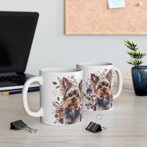 Cuki Virágos Yorkshire terrier kutyás bögre, Yorki bögre - Meska.hu
