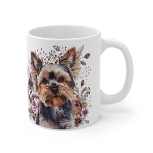 Cuki Virágos Yorkshire terrier kutyás bögre, Yorki bögre - otthon & életmód - konyhafelszerelés, tálalás - tálalás - bögre & csésze - Meska.hu