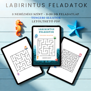 Labirintus feladatok, foglalkoztató gyerekeknek � Tengeri állatok - 3�20 oldalas letölthető PDF - otthon & életmód - papír, írószer - színező - Meska.hu
