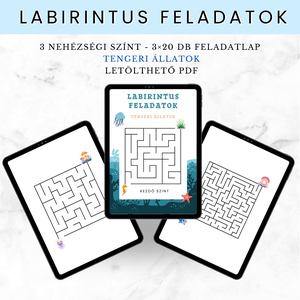 Labirintus feladatok, foglalkoztató gyerekeknek � Tengeri állatok - 3�20 oldalas letölthető PDF - Meska.hu