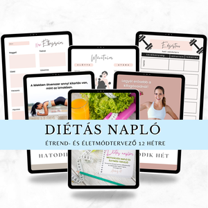 Diétás Naplóm � 3 hónapos motivációs napló és életmód tervező - Letölthető PDF - 182 oldal, Otthon & Életmód, Papír, írószer, Naptár & Tervező, Fotó, grafika, rajz, illusztráció, MESKA