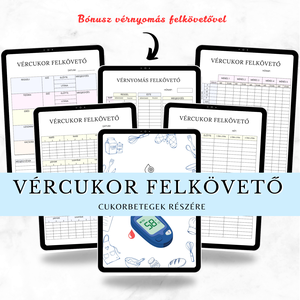 Vércukor Felkövető Napló � Nyomtatható PDF - 4 féle tracker + bónusz vérnyomás napló, Otthon & Életmód, Papír, írószer, Naptár & Tervező, Fotó, grafika, rajz, illusztráció, MESKA