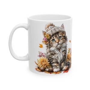 Őszi Maine Coon Macskás Kerámia Bögre � Kötött Sapkás Cica, Cicás Ajándék Macskaimádóknak - otthon & életmód - konyhafelszerelés, tálalás - tálalás - bögre & csésze - Meska.hu
