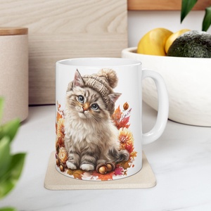 Őszi Ragdoll Macskás Kerámia Bögre � Kötött Sapkás Cica, Cicás Ajándék Macskaimádóknak - Meska.hu
