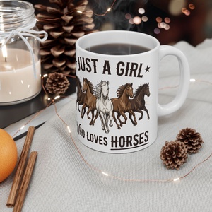 Just a Girl Who Loves Horses Kerámia Bögre � Vadnyugati Lovas Design, Lovas Ajándék Lányoknak - Meska.hu