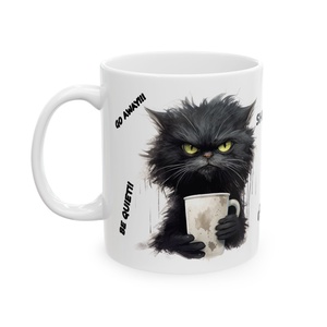 Morcos Fekete Cicás Kerámia Bögre � Go Away, Shut Up, Be Quiet, Vicces Ajándék Macska- és Kávéimádóknak - Meska.hu