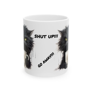 Morcos Fekete Cicás Kerámia Bögre � Go Away, Shut Up, Be Quiet, Vicces Ajándék Macska- és Kávéimádóknak - otthon & életmód - konyhafelszerelés, tálalás - tálalás - bögre & csésze - Meska.hu