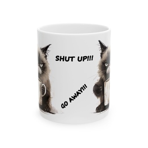 Morcos Perzsa Cicás Kerámia Bögre � Go Away, Shut Up, Be Quiet, Vicces Ajándék Macska- és Kávéimádóknak - otthon & életmód - konyhafelszerelés, tálalás - tálalás - bögre & csésze - Meska.hu